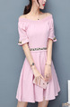 Pink Fit & Flare Above Knee Plus Size Cute Dress for Casual Office Evening Party