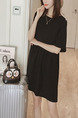 Black Shift Above Knee Plus Size Dress for Casual Office Evening Party