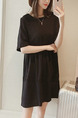 Black Shift Above Knee Plus Size Dress for Casual Office Evening Party