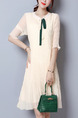 Champagne Shift Above Knee Plus Size Dress for Casual Party Evening
