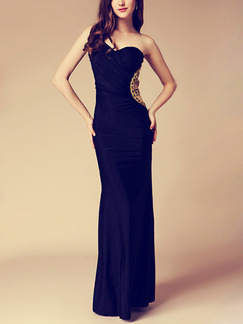 Black Bodycon Maxi Strapless Dress for Cocktail Ball Prom
