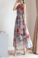 Red Colorful Maxi Plus Size Floral Dress for Casual Beach