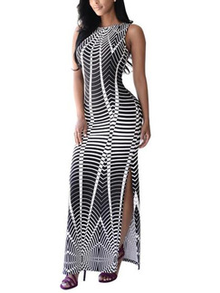 Black and White Bodycon Maxi Plus Size Dress for Cocktail Ball Prom