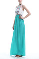 White and Blue Green Maxi Plus Size Dress for Cocktail Prom Ball