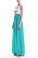 White and Blue Green Maxi Plus Size Dress for Cocktail Prom Ball