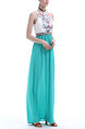 White and Blue Green Maxi Plus Size Dress for Cocktail Prom Ball