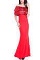 Red Maxi Off Shoulder Plus Size Dress for Cocktail Evening Prom Ball