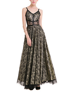 Black Maxi Plus Size V Neck Slip Dress for Cocktail Prom Ball