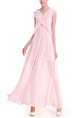 Pink Maxi Plus Size V Neck Cute Dress for Cocktail Party Prom