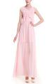 Pink Maxi Plus Size V Neck Cute Dress for Cocktail Party Prom