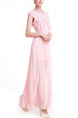 Pink Maxi Plus Size V Neck Cute Dress for Cocktail Party Prom