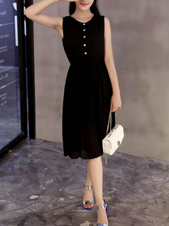 Black Casual Knee Length Dress
