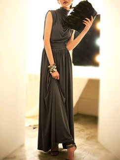 Grey Maxi Dress for Party Evening Cocktail Ball