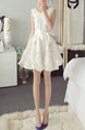 White Above Knee Fit & Flare Plus Size Dress for Party Evening Cocktail