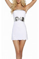 White Silver Above Knee Bodycon Strapless Dress for Party Evening Cocktail
