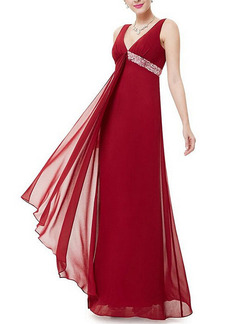 Red Maxi V Neck Backless Plus Size Dress for Party Evening Cocktail Prom Bridesmaid