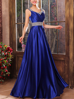 Blue Maxi Plus Size Slip Sequin Gown Dress for Bridesmaid Prom Ball