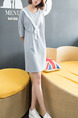 Grey Shift Above Knee Dress for Casual
 On Sale
