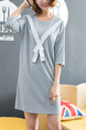 Grey Shift Above Knee Dress for Casual
 On Sale