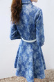 Blue Shirt Fit & Flare Floral Plus Size Long Sleeve Dress for Casual Office Evening
 On Sale