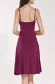 Purple Slip Plus Size Above Knee V Neck Fit & Flare Dress for Party Evening Cocktail On Sale