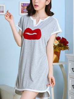 Grey Shift Plus Size T-Shirt Above Knee Dress for Casual On Sale