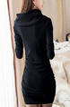 Black Bodycon Above Knee Plus Size Long Sleeve Dress for Party Evening Cocktail