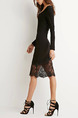 Black Knee Length Lace Long Sleeve Plus Size Bodycon Dress for Party Evening Cocktail