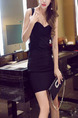 Black Bodycon Above Knee Slip Dress for Party Evening Cocktail