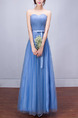 Blue Strapless Maxi Plus Size Dress for Prom Bridesmaid
