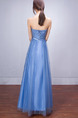 Blue Strapless Maxi Plus Size Dress for Prom Bridesmaid