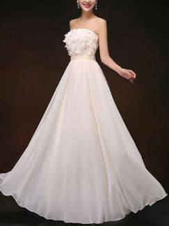 Cream Strapless Maxi Plus Size Dress for Prom Bridesmaid