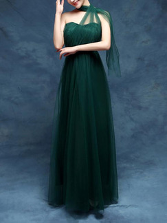 Green Maxi Strapless Dress for Prom Bridesmaid