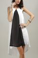 Black and White Knee Length Plus Size Shift Dress for Casual Evening