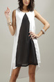 Black and White Knee Length Plus Size Shift Dress for Casual Evening