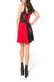 Red and Black Fit & Flare Above Knee Dress for Casual Party Evening