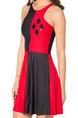 Red and Black Fit & Flare Above Knee Dress for Casual Party Evening