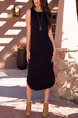 Black Plus Size Midi Dress for Casual Evening