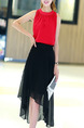 Red and Black Plus Size Midi Two Piece Dress for Casual Office Evening