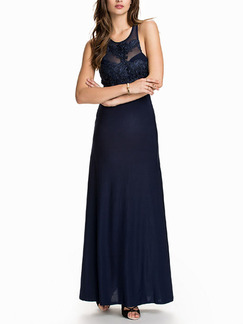 Blue Maxi Dress for Cocktail Prom Evening