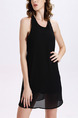 Black Backless Above Knee Plus Size Halter  Dress for Casual Evening Party