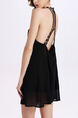 Black Backless Above Knee Plus Size Halter  Dress for Casual Evening Party