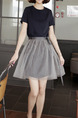 Black and Grey Fit & Flare Above Knee Plus Size Dress for Casual Party
