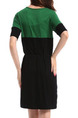 Black and Green Shift Above Knee Plus Size Dress for Casual