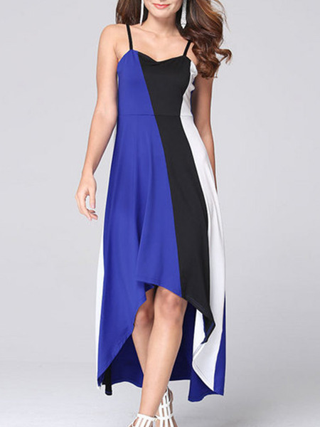 Blue Black and White Slip Fit & Flare Midi Plus Size Dress for Cocktail Party Evening