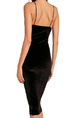 Black Slip V Neck Bodyon Knee Length Floral Dress for Cocktail Evening Party