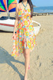 Orange Colorful Fit & Flare Slip Knee Length Dress for Casual Beach
