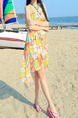 Orange Colorful Fit & Flare Slip Knee Length Dress for Casual Beach
