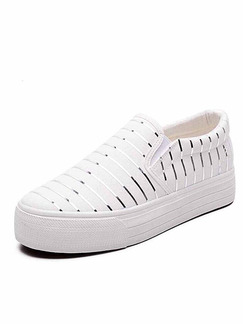 White Canvas Round Toe Rubber Shoes