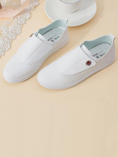 White Leather Round Toe Rubber Shoes
